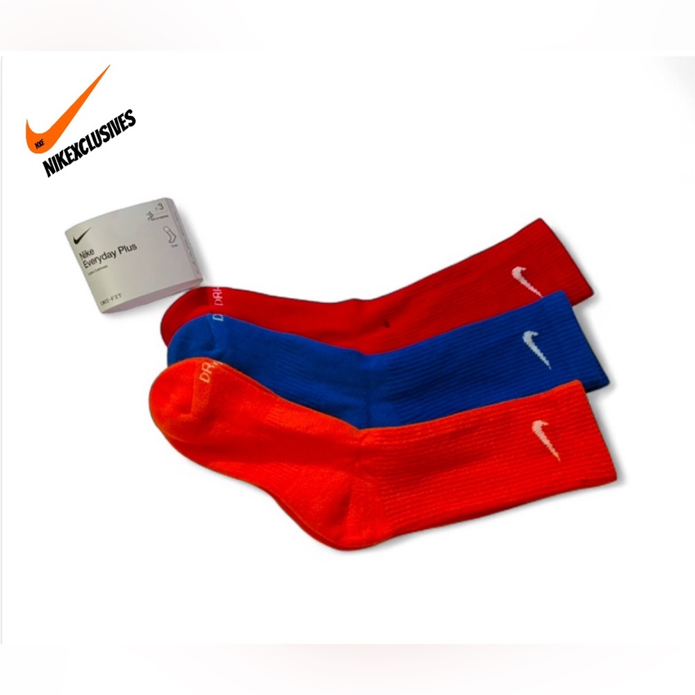 Nike Dri-fit Everyday plus cotton cushioned crew socks multicolor 3 pack